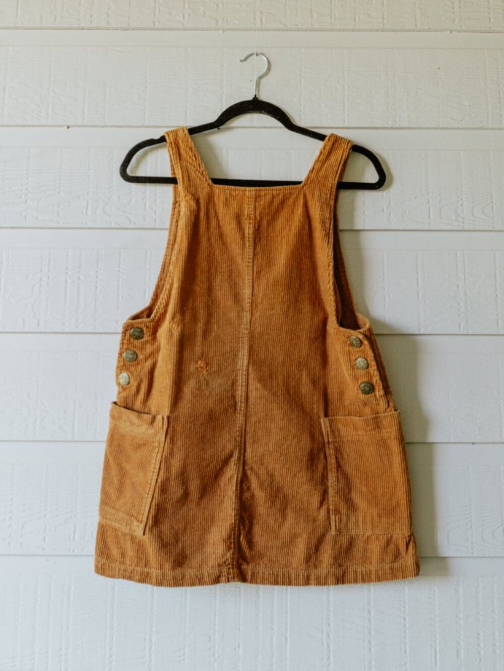 Custom Embroidered BDG Easy Light Brown Corduroy Pinafore Dress Small
